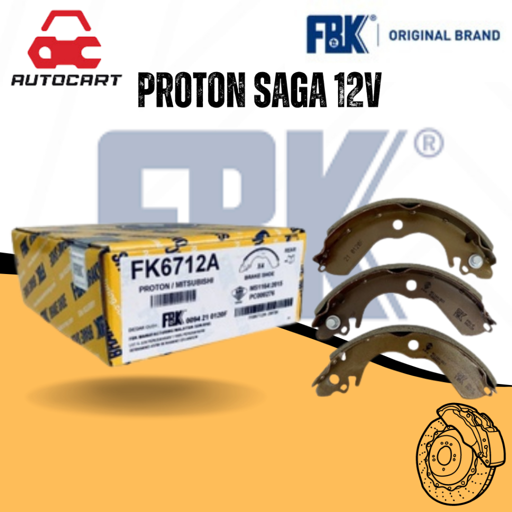 รองเท้าเบรก FBK (ด้านหลัง) สําหรับ PROTON SAGA 12V ISWARA & WIRA 1.3 1.5 FK6712