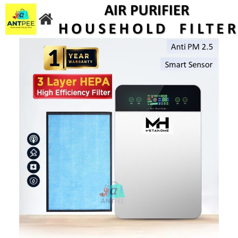 Antpee เครื่องฟอกอากาศ + 3 ชั้น HEPA กรองควันกําจัดฝุ่น Anti PM2.5 รีโมทคอนโทรลจับเวลาอุณหภูมิหน้าจอสัมผัส