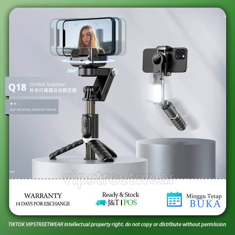 360° 4 in1 Phone Stabilizer Gimbal พร้อมรีโมทไร้สาย,Q18 gimbal Stabilizer ขาตั้งกล้องเซลฟี่โทรศัพท์ม