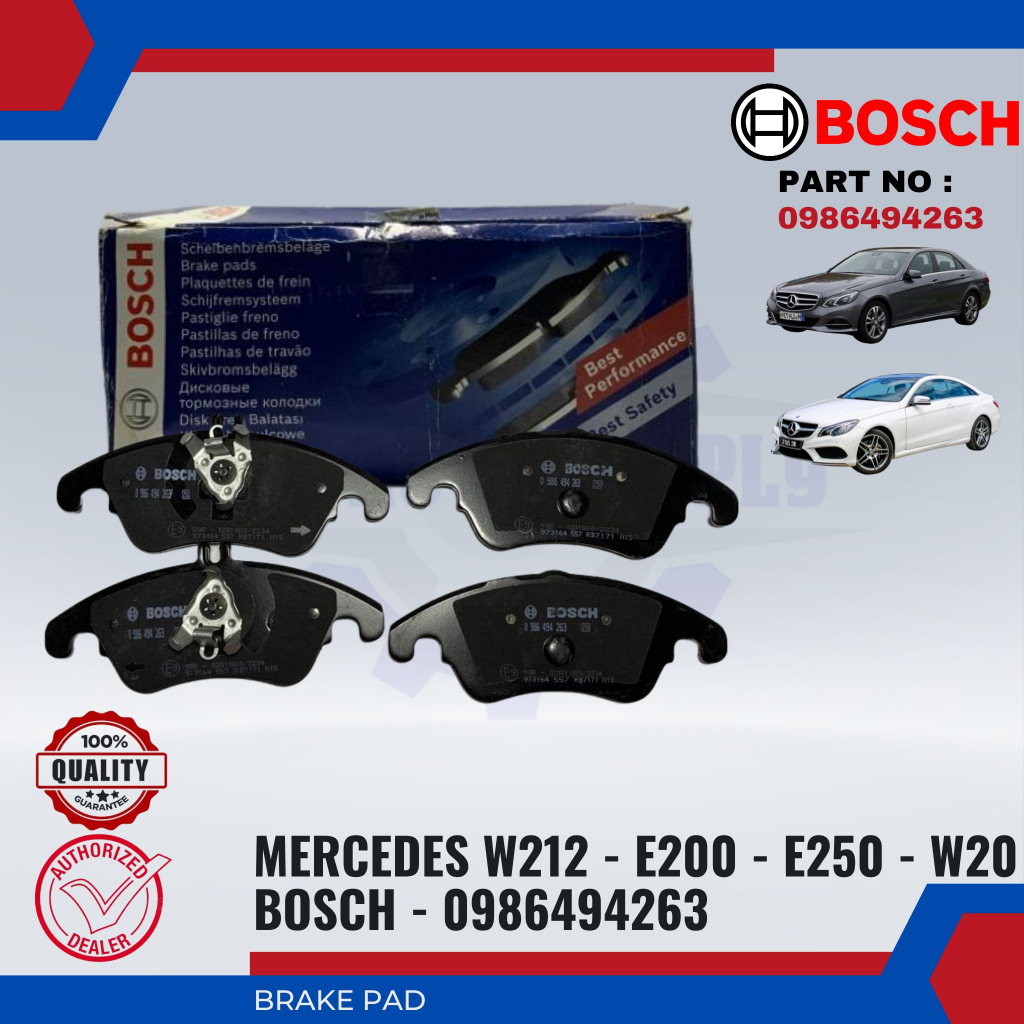 ผ้าเบรกหน้า - MERCEDES W212 - E200 - E250 - W20 BOSCH - 0986494263