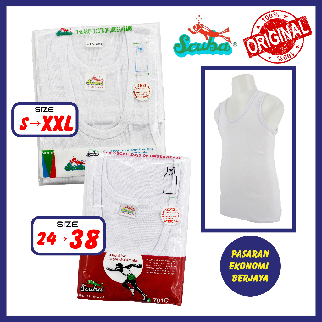 SCUBA SINGLET LELAKI BORONG ยี่ห้อสีขาว SINGLET TANK BUDAK DEWASA SCUBA INTERNATIONAL 701V 701C