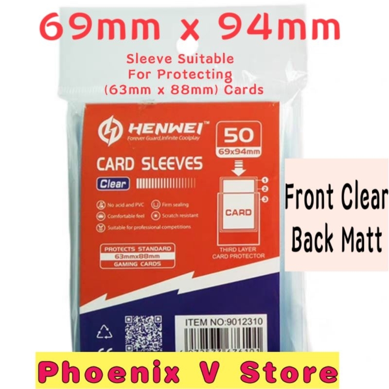 🔥‼️ORIGINAL‼️🔥 Henwei Sleeve 69x94 69*94 Sleeves 背面粗面卡套 Digimon Yugioh Pokemon One Piece Card