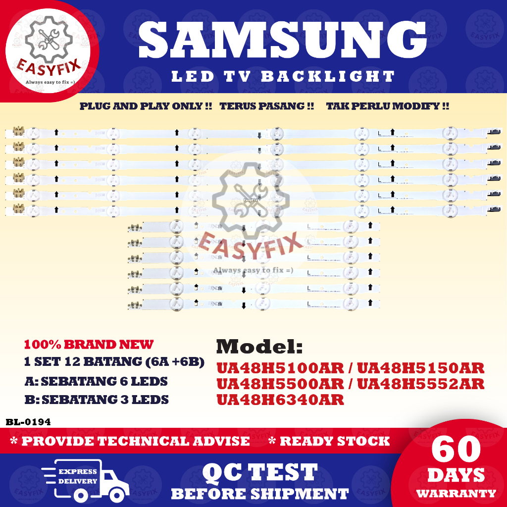 UA48H5150AR UA48H5552AR UA48H5100AR UA48H5500AR / UA48H6340AR SAMSUNG 48 INCH LED TV BACKLIGHT (โคมไ