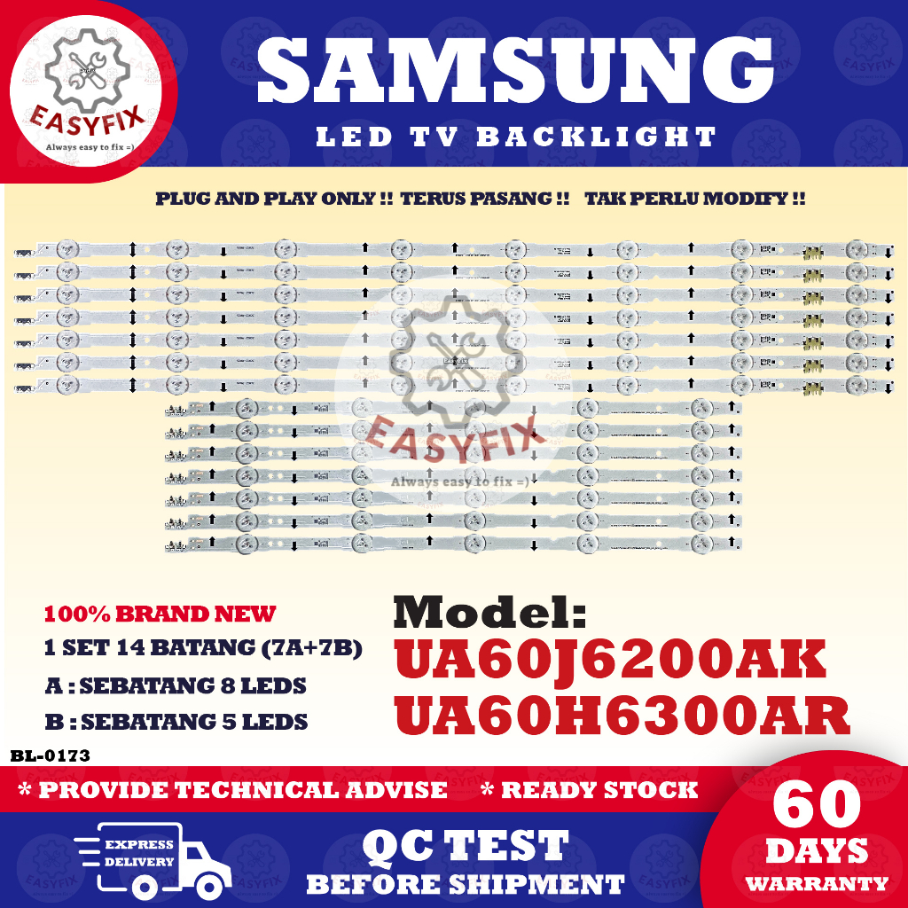 UA60H6300AR / UA60H6400AR UA60J6200AK 60 INCH LED TV (TV LAMP) 60" SAMSUNG BACKLIGHT Mla9 / ( LAMP) 