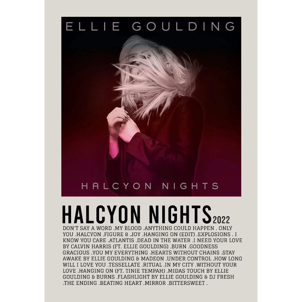 โปสเตอร์ปก อัลบั้ม Halcyon Nights โดย ​Ellie Goulding สําหรับช่างตัดผมห้อง/ผนัง