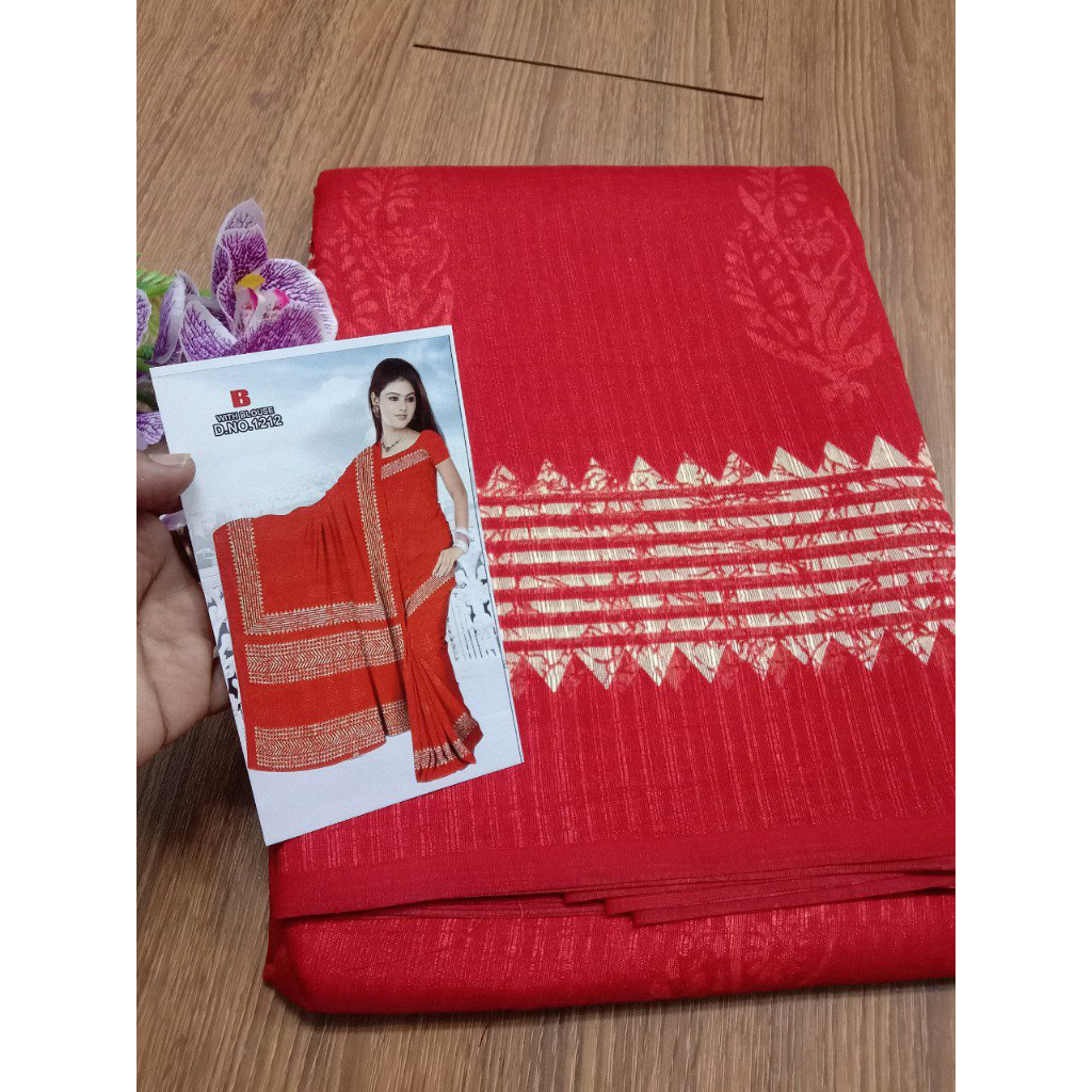 Saree / Cotton Saree / Cotton Saree พิมพ์ลาย / Kain Saree Cotton