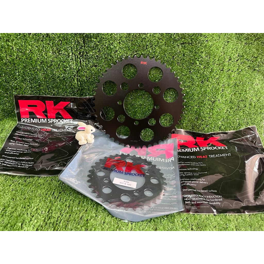 RK YAMAHA ขนาด 415 RXZ / LC135 / 125Z / Y110 / SRL110 RK BLACK TAMASHII STEEL SPROCKET