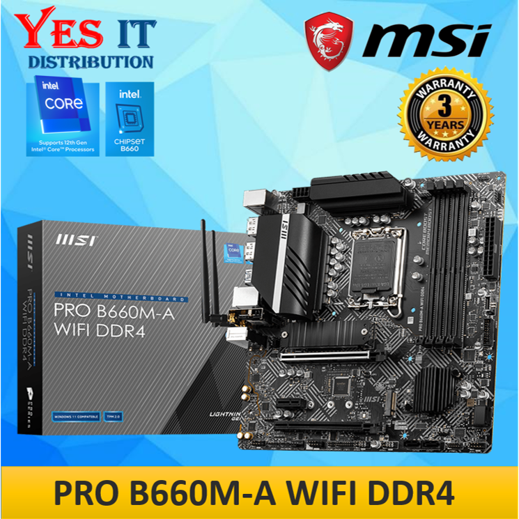MSI PRO B660M-A WIFI DDR4 MOTHERBOARD + INTEL 12TH GEN CoreTM PROCESSORS