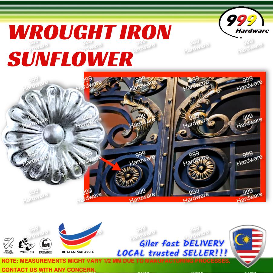 999 [5PC] WROUGHT IRON SUNFLOWER 阳花 / BALUSTER DECORTATION SUN FLOWER / MAIN GATE ORAMENT WELDING DA