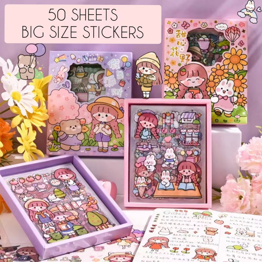 Aki BIG SIZE PET Stickers/50 pcs PET Stickers/Journal Stickers/DIY Stickers/สติกเกอร์กล่องสัตว์เลี้ย