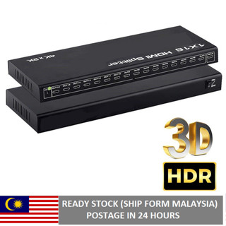 ตัวแยก HDMI 4KX2K 1 in 16 Out 16 พอร์ต 1x16 Full HD 1080P HDTV 1.4 พร้อมสวิตช์แปลง รองรับ 4KX2K 3D Di