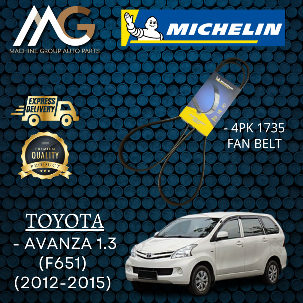 เข็มขัดมิชลิน Toyota Avanza 1.3 (F651) (2012-2015) 4PK 1735 (เข็มขัดพัดลม) Made in France
