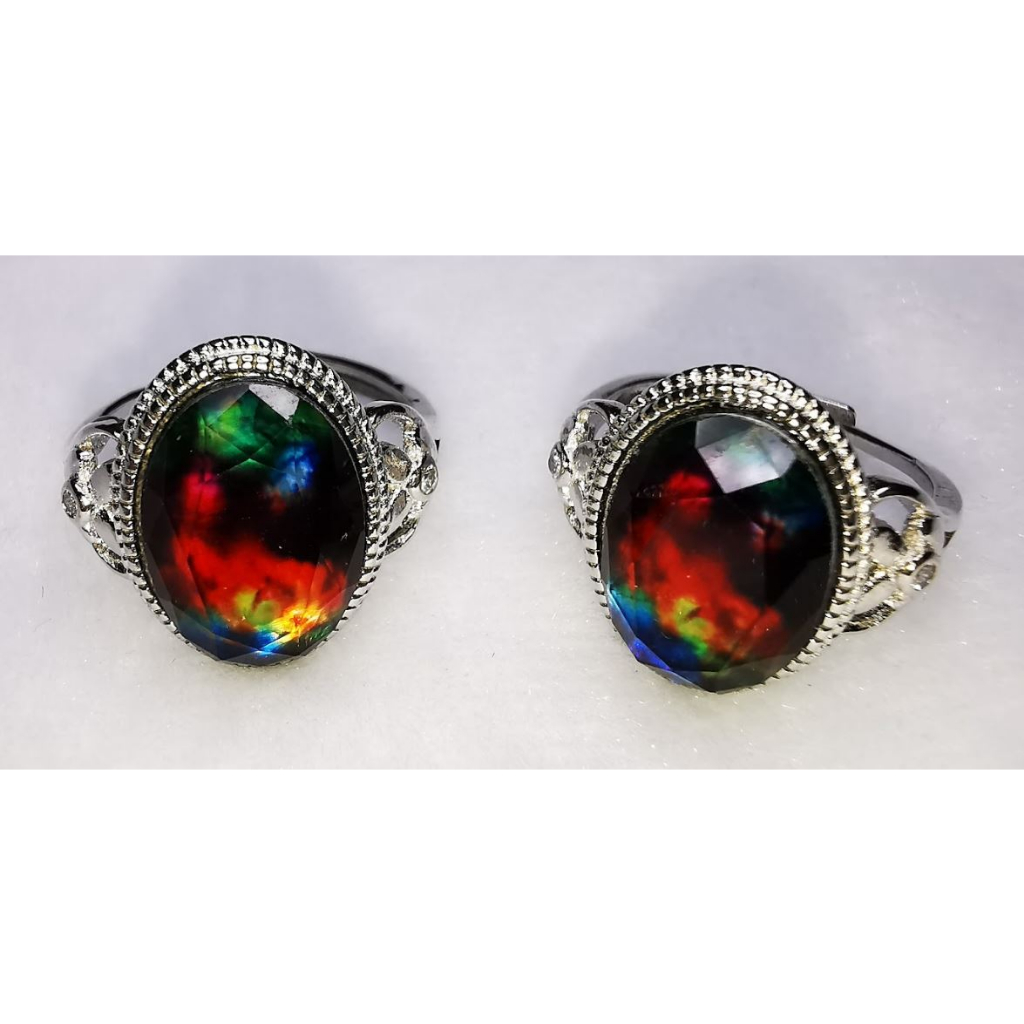 (DQ383A) แหวน Ammolite ธรรมชาติ 天然彩环