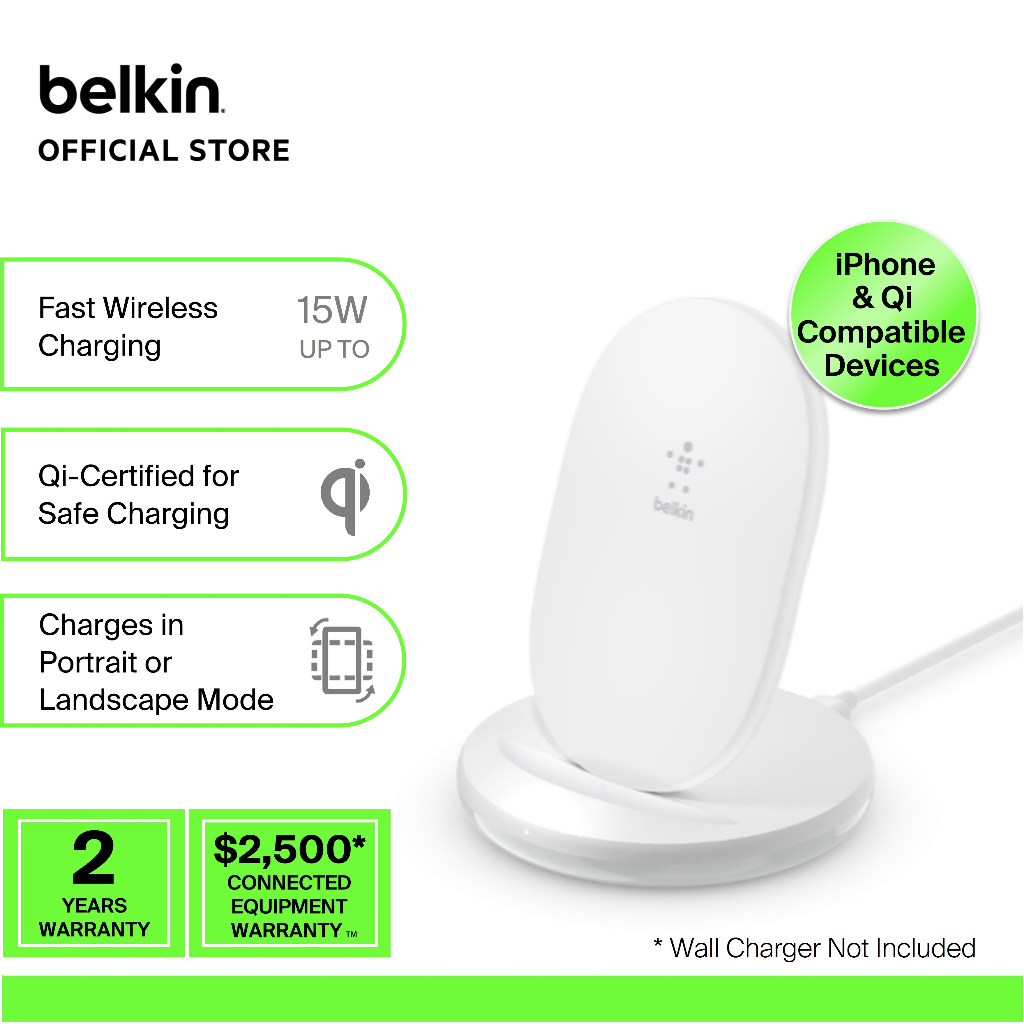 Belkin WIB002bt BoostCharge แท่นชาร์จไร้สาย 15W ไม่มีอะแดปเตอร์ (อุปกรณ์ iphone, samsung, qi ที่รองรับ)