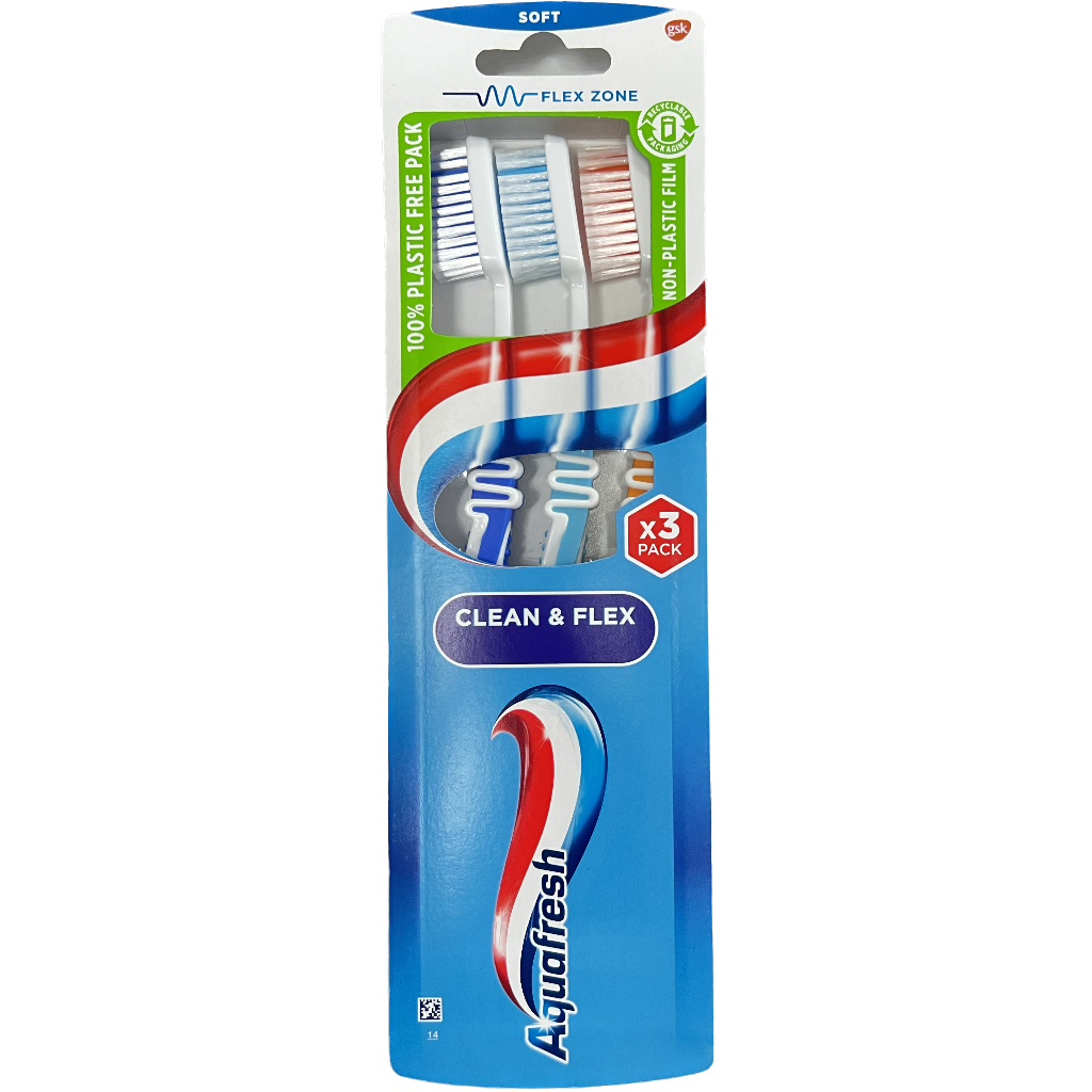 Aquafresh Clean & Flex / Everyday Clean แปรงสีฟัน x3 (นุ่ม / กลาง)