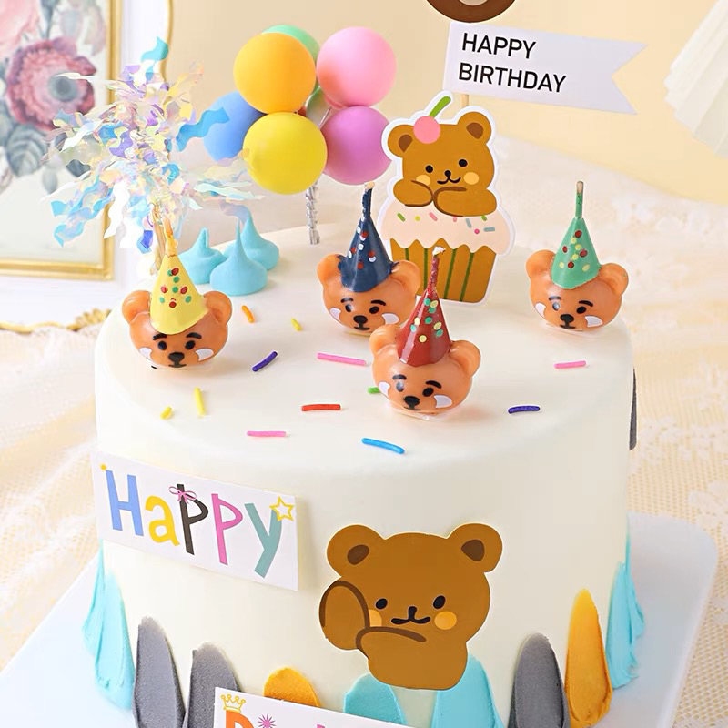 [CANDLE]HAPPY BIRTHDAY CUT HAT CUTE BEAR CANDLE CAKE TOPPER DECOR•CHILDREN HAPPY BIRTHDAY PARTY CELE