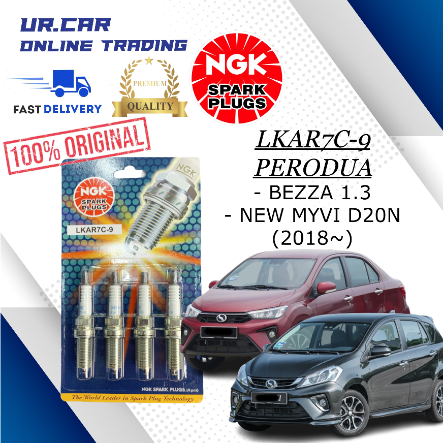 PERODUA BEZZA 1.3 NEW MYVI D20N (2018~) LKAR7C-9 NGK SPARK PLUG (PRICE FOR 4 ชิ้น)