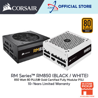 Corsair RM850 850W 80 Plus พาวเวอร์ซัพพลาย แบบเต็มรูปแบบ ได้รับการรับรองจาก Gold (สีดํา / สีขาว)