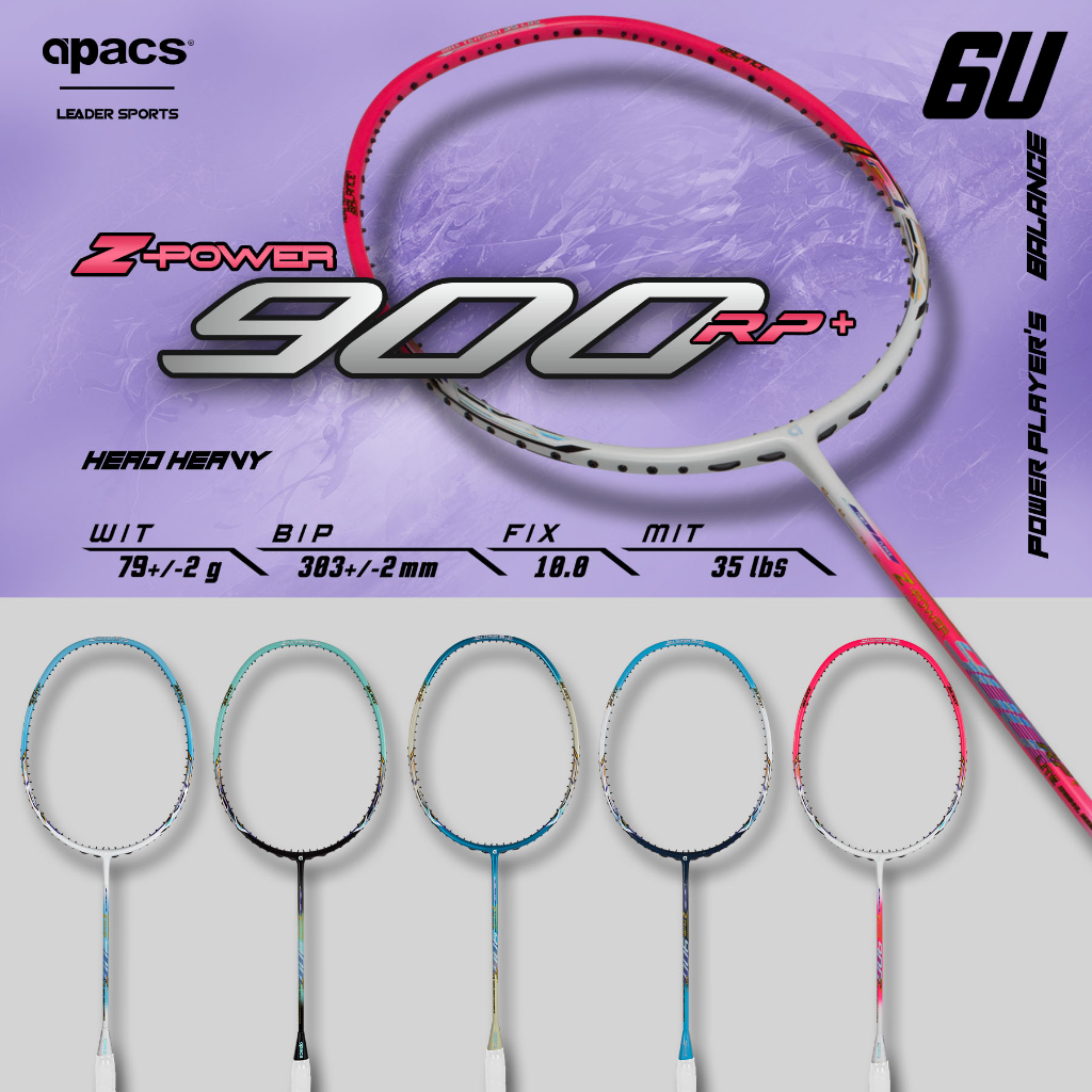 (ฟรี STRING & GRIP) APACS NEW BADMINTON CKET Z-POWER 900 RP+ LITE 6U