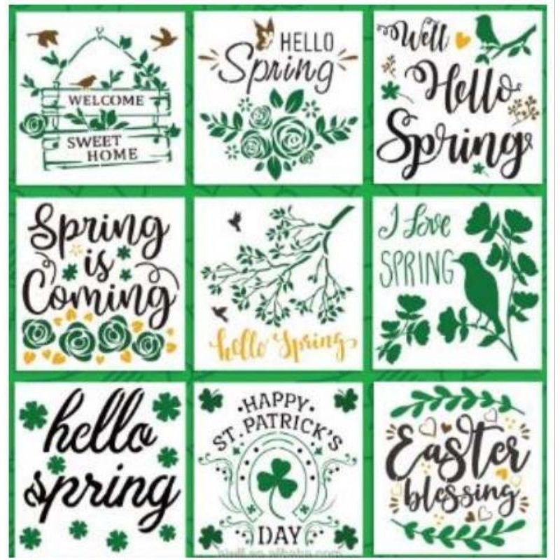 ที31. (9DESIGNS) HELLO SPRING TEMPLATE STENCIL DRAWING