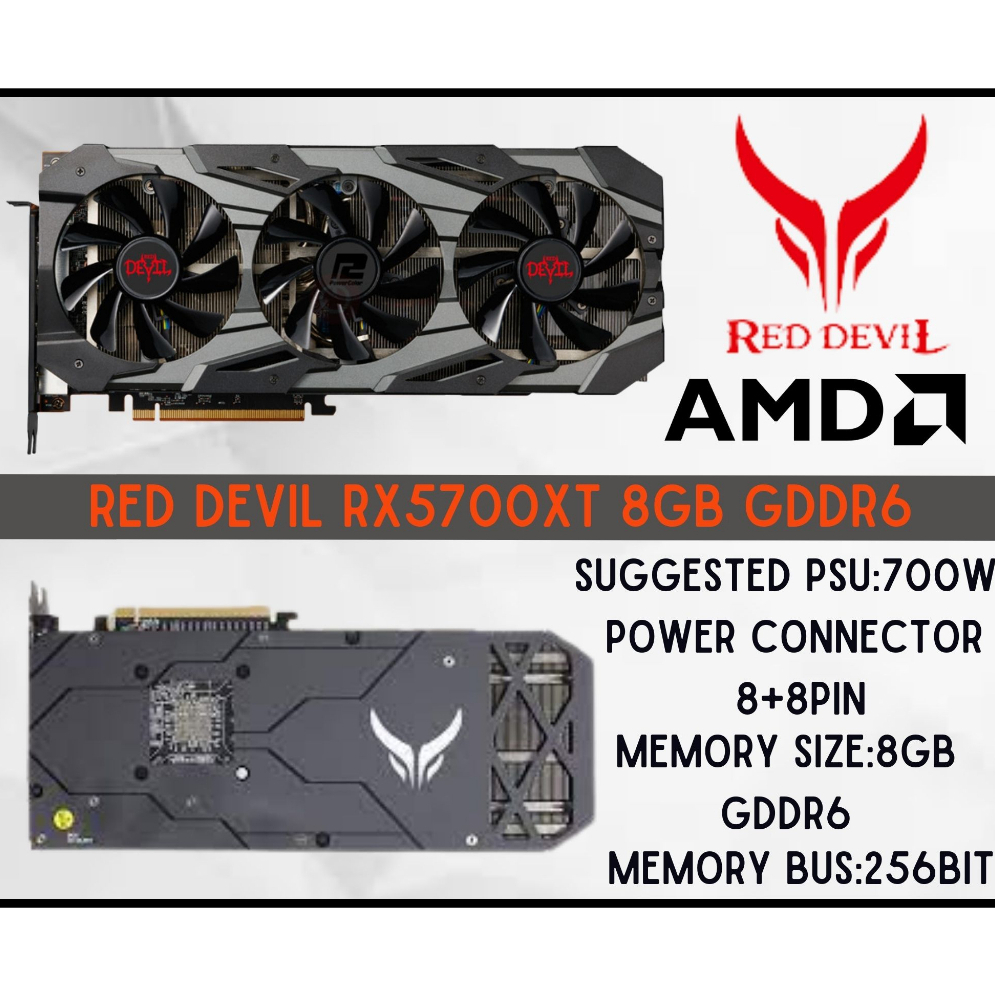 การ์ดกราฟิก AMD ปีศาจสีแดง RX 5700 XT OC 8GB GDDR6 สําหรับ !!!!