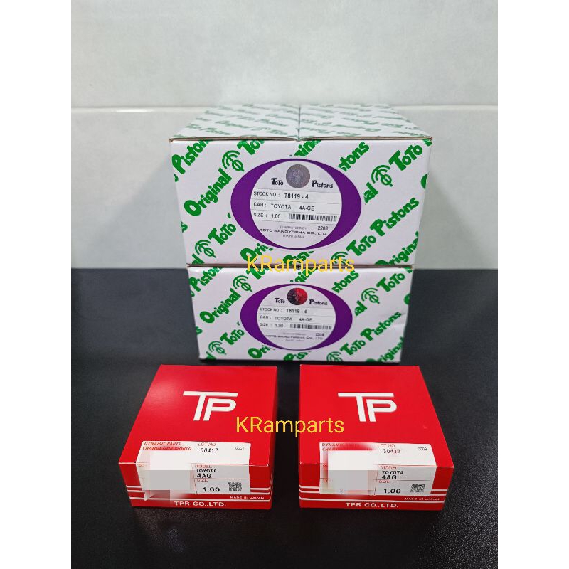 TOYOTA LEVIN 4AGE 20V BLACKTOP TOTO PISTONS 82MM สมบูรณ์ด้วย PISTON RING TP 82MM