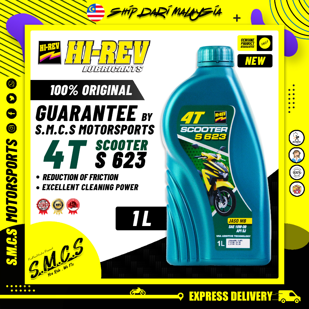 HI-REV Hirev 4T 10W30 s623 SCOOTER OIL 1L HIREV Skuter Minyak Black Motosikal PERINCI MINYAK HIREV S