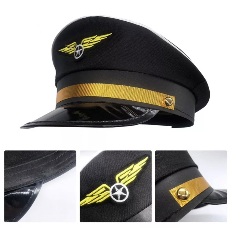 TOPI PILOT CAPTAIN PEAKCAP กัปตันหมวก Topi Kanak-kanak โบอิ้งแอร์บัส AirAsia MAB Aviator Cabin ลูกเร