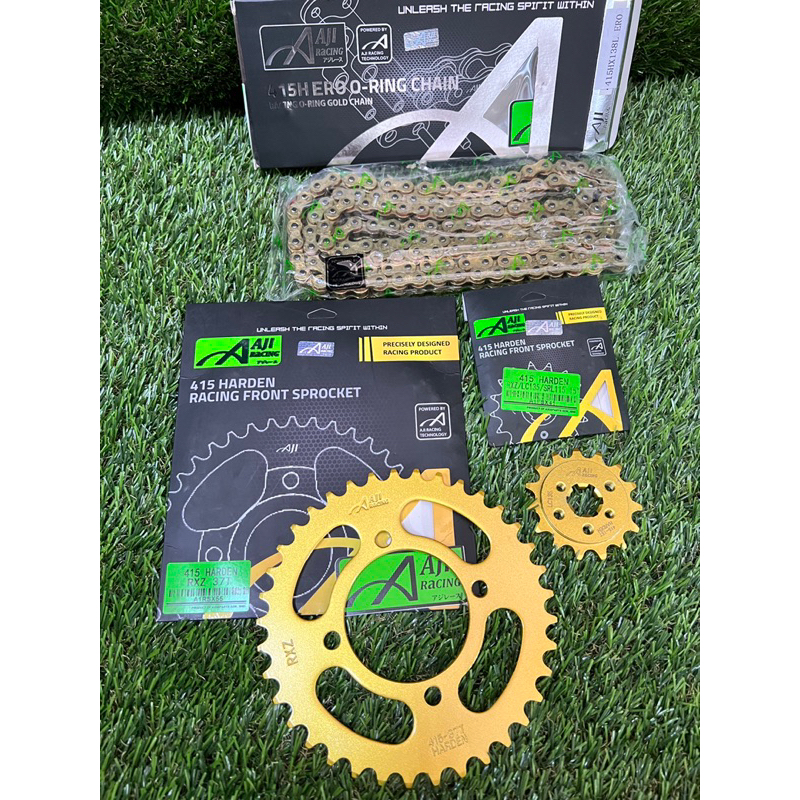 AJI RACING 415H O-RING CHAIN COMBO SET Y110 Y125 LAGENDA RXZ LC135 V2-V8 LC5s Y15 hub กําหนดเอง 4 รู