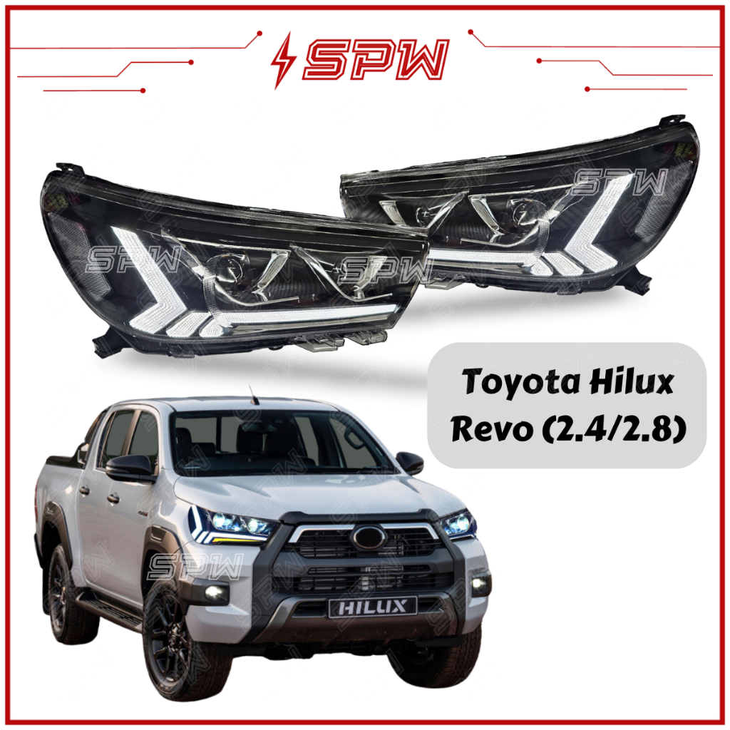 Toyota Hilux Revo (2.4/2.8) V2 ไฟหน้าไฟหน้า LED DRL ไฟหน้าไฟหน้า Light Bar Audi Q3