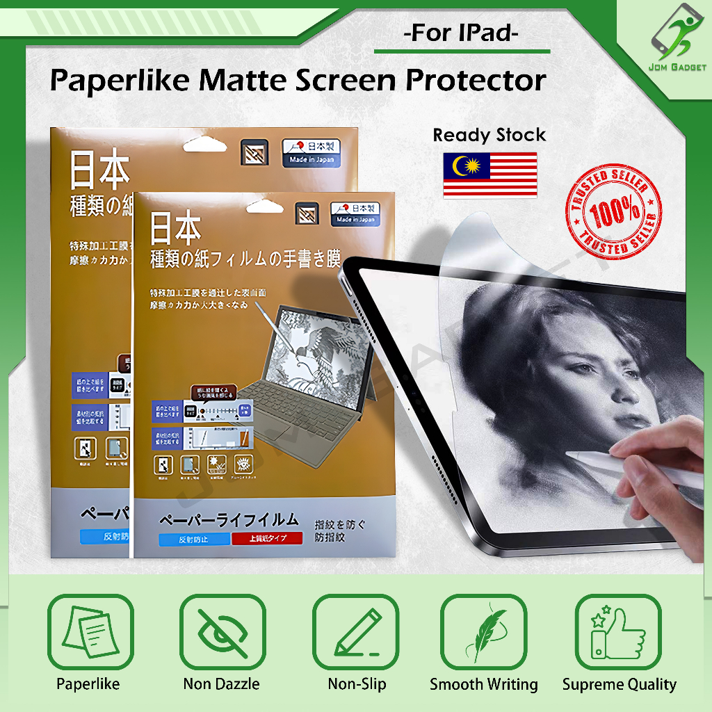 PREMIUMPaperlike Matte Screen Protector สําหรับ iPad 10 9 8 7 Air 4 5 Pro Mini 4 5 6 กระดาษ-Feel หน้าจอฟิล์ม Anti-Glare