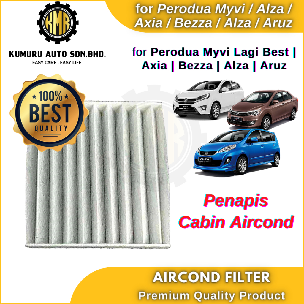 (1@pc) ไส้กรองแอร์คอน Perodua Myvi Lagi Best Myvi GM3 D20N Axia Bezza Alza Aruz - 999-40014-70000