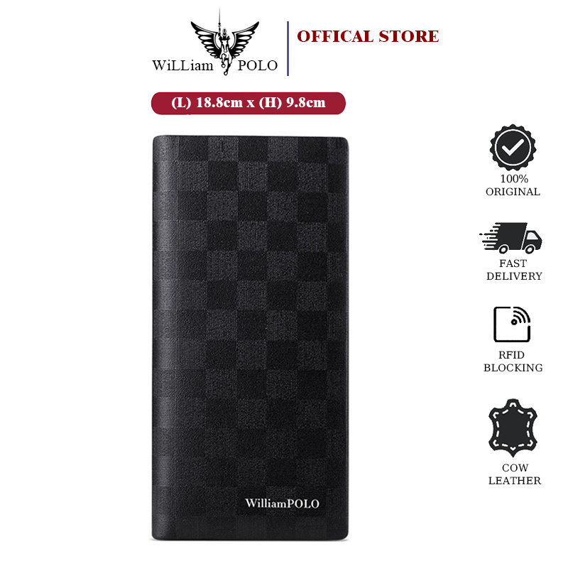 William POLO Wallet - Leathet Men"s Wallet /Purse /Long Trifold Wallet for Men