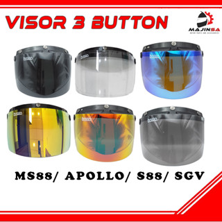 Visor 3 ปุ่ม โบโก สโมค เคลียร์แบล็กโกลด์ บลูเรด MS88 APOLLO SGV S88 MS BOGO 3 ปุ่ม