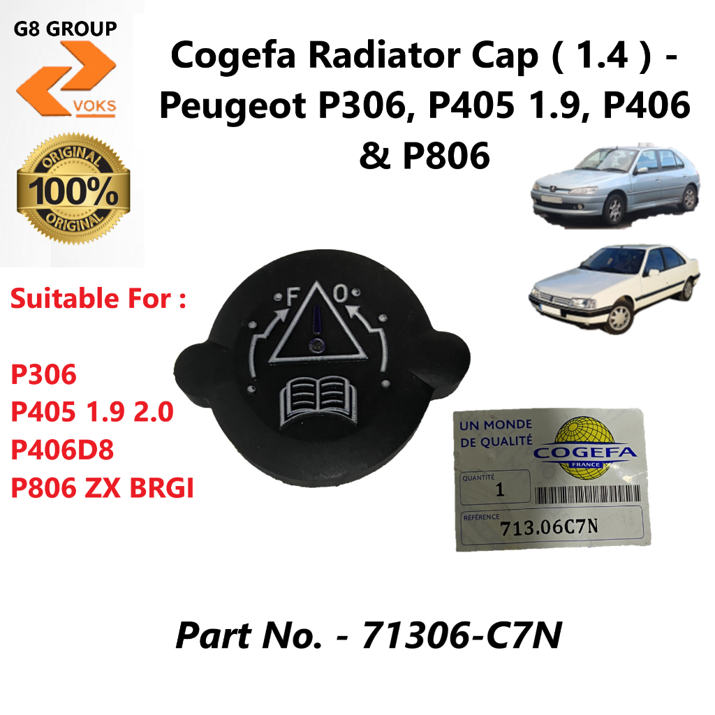 Cogefa ฝาหม้อน้ํา ( 1.4 ) - Peugeot 306, 405 1.9/2.0, 406D8 &amp; 806 ( 71306-C7N )
