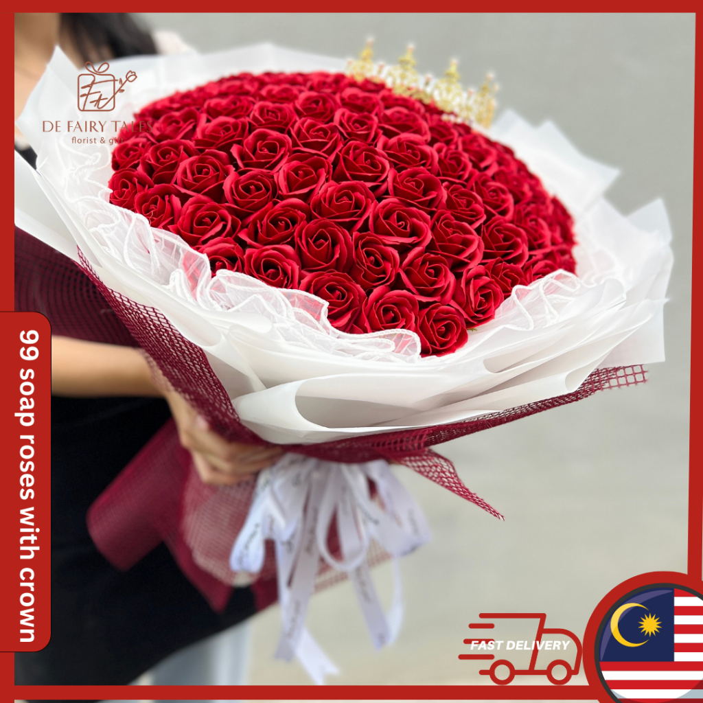 สบู่ช่อดอกไม้ Majestic Affectionate Soap Rose 99 Stalk Crown พิเศษโรแมนติก Surprise วันเกิดข้อเสนอ