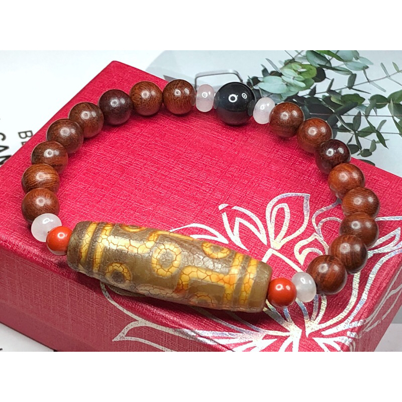 Gelang Tangan Dzi Tibetan Dzi Beads Nine Eyed Dzi Beads 藏传老矿九眼天珠 41.1x13.5mm