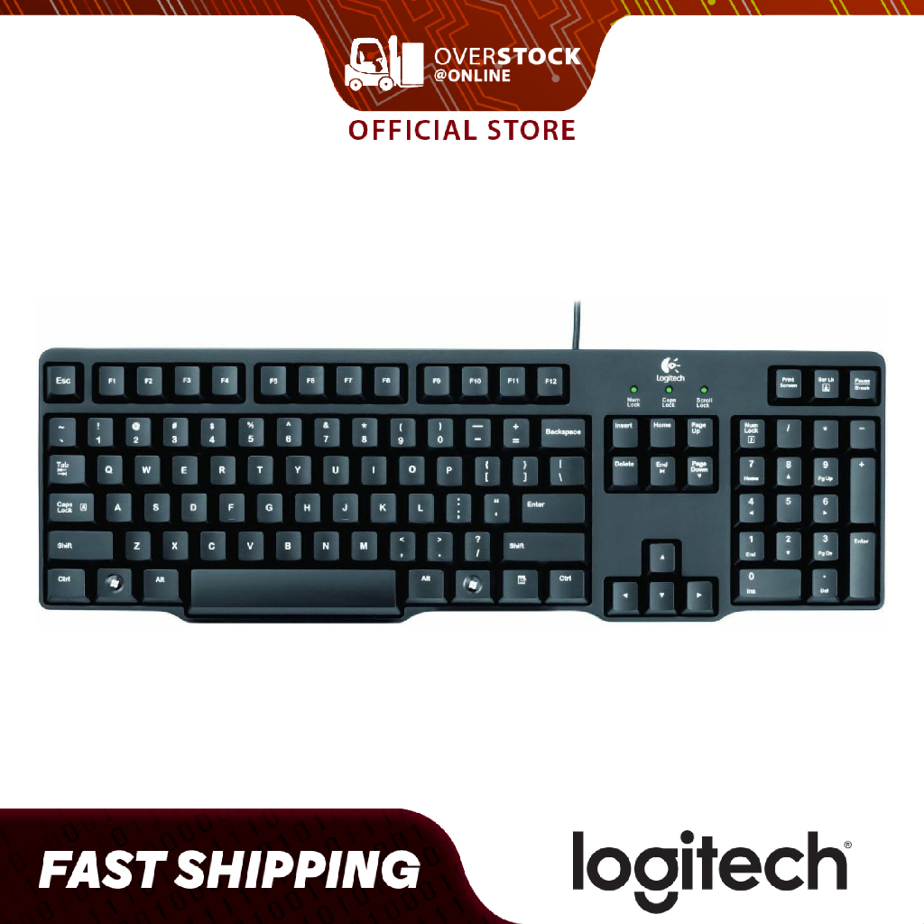 Logitech K100 Classic Wired Keyboard พร้อมการเชื่อมต่อ PS/2, เค้าโครงป้องกันการรั่วไหลและขนาดเต็ม