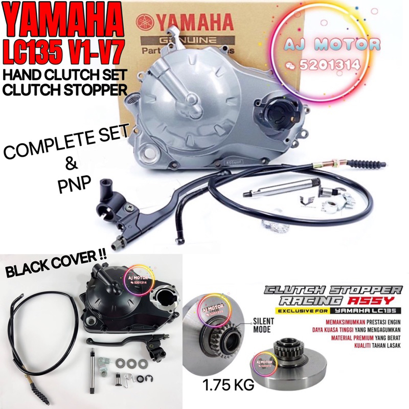 YAMAHA LC135 HAND CLUTCH TANGAN CASE SET & STOPPER GEAR MODIFY COVER RACING SPRING BLACK HITAM V1 V2 V3 V4 V5 V6 V7