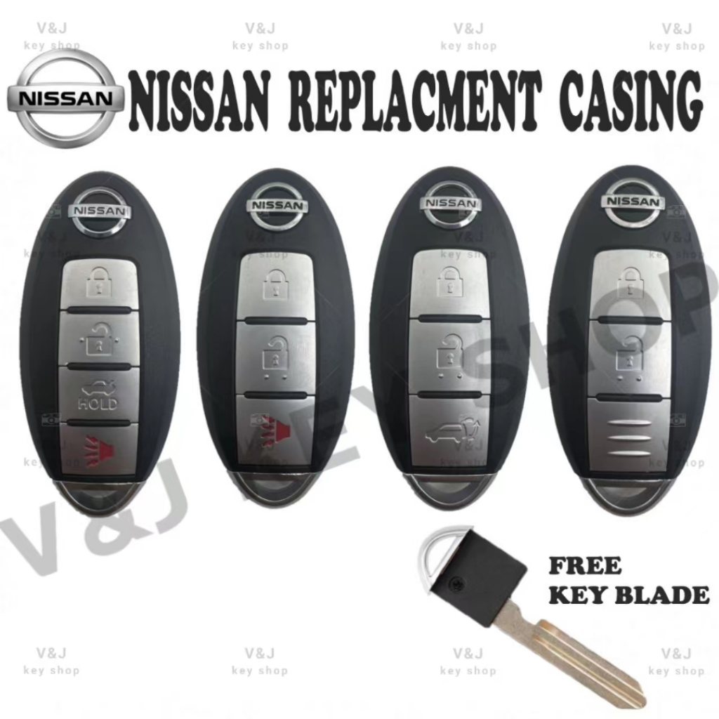 สมาร์ท Remote Key Shell Case 2 3 4 ปุ่มสําหรับ Nissan Rogue Teana Sentra Versa Fob ฝาครอบกุญแจรถ Keyless Entry พร้อมใบมีด