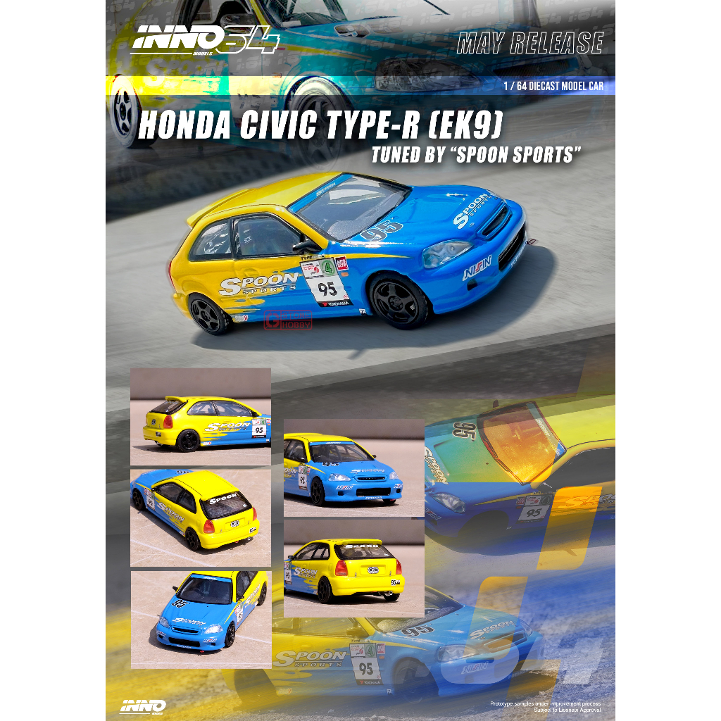 INNO รุ่น INNO64 1/64 HONDA CIVIC TYPE-R EK9 TUNED BY SPOON SPORTS