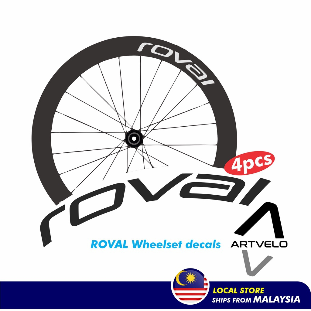 Roval สติกเกอร์ขี่จักรยาน 4 ชิ้น wheelset รูปลอกสําหรับ 40 ถึง 50 มม.โปรไฟล์สูง 700c ขอบจักรยานเสือห