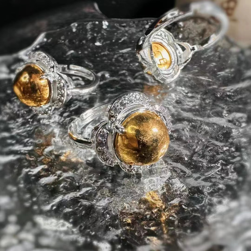 T Temple ขอแสดงความยินดี Invite Ancient‮ชบา‬Weng Mercury Gourmet Golden Lung แหวนเงินแท้ Lucky Trans