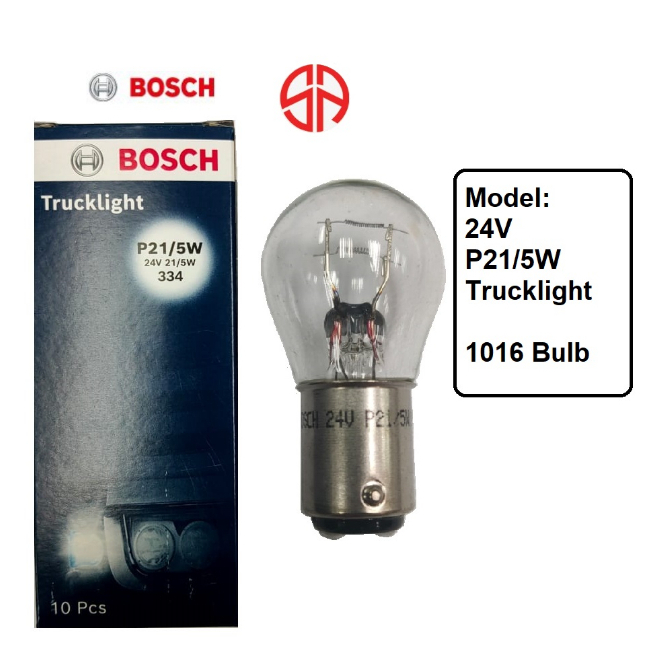 หลอดไฟ 24V P21/5W 1016 Bosch 1987302524 Ecotruck ไฟท้าย Brake Stop Lorry Trailer รถแทรกเตอร์ Bus BAY