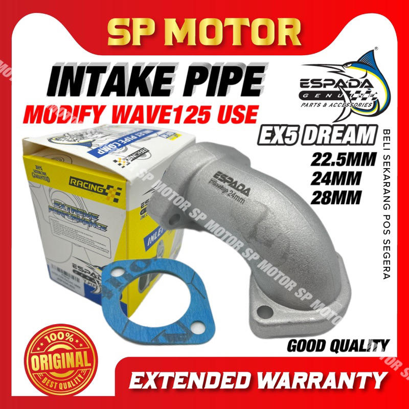 ESPADA RACING INTAKE PIPE 22.5MM 24MM 28MM EX5 DREAM WAVE100 CLASS1 ( utk ดัดแปลงคาร์บูเรเตอร์ WAVE125 )