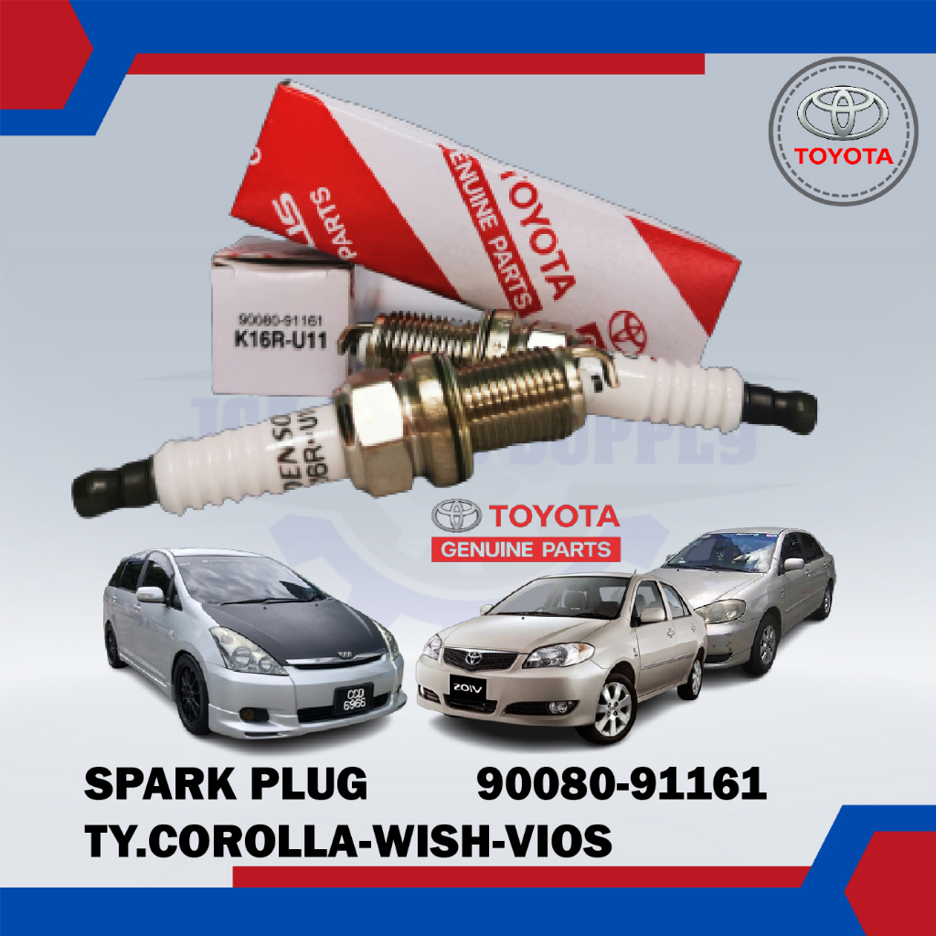 หัวเทียน (1/4 ชิ้น)-Toyota Corolla Altis ZZE121-Wish ZNE10-Vios NCP42-Toyota Original-90080-91161 (K