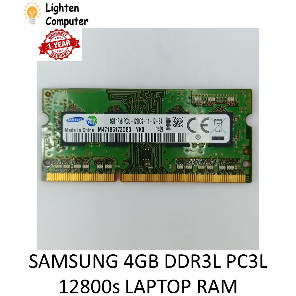 SAMSUNG DDR3L 1600Mhz 4GB 1Rx8 / 8GB 2Rx8 PC3L 12800S LAPTOP RAM - ใช้แล้ว
