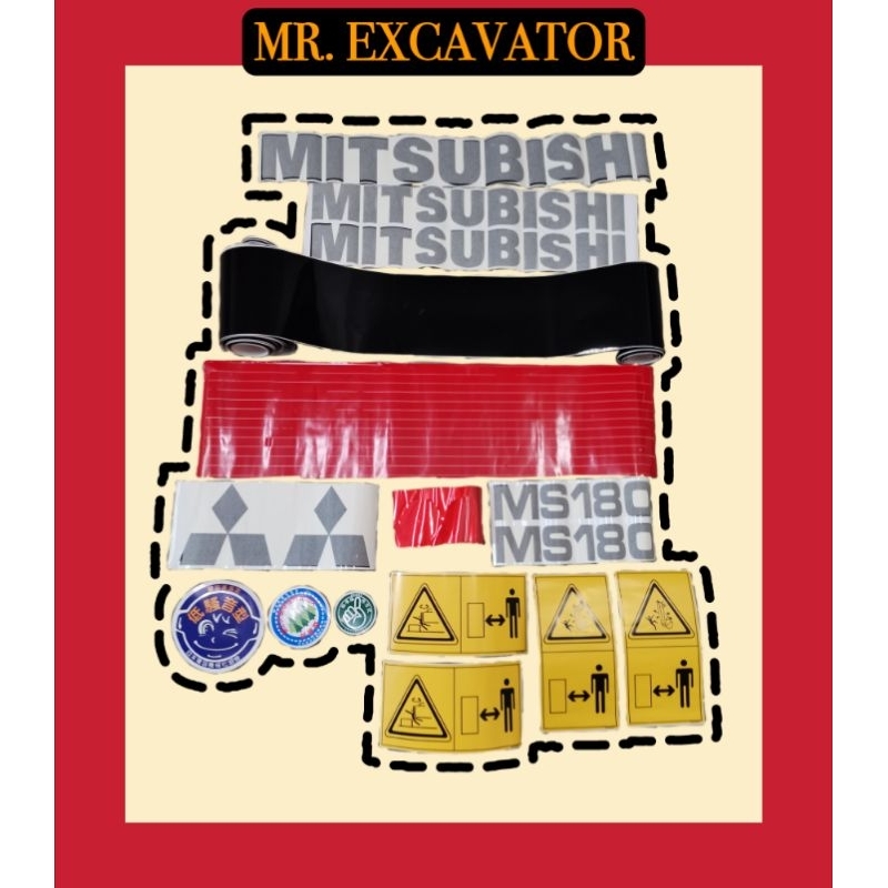 Mitsubishi MS MS180 MS180-3 MS180-8 สติ๊กเกอร์รถขุด Stiker .机神手贴纸 (1 ชุด)