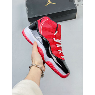 【พร้อมส่ง】Aj11 รองเท้าผ้าใบบาสเก็ตบอล ลาย air jordan nike classic series สีแดง สีดํา แฟชั่น สําหรับผู้ชาย