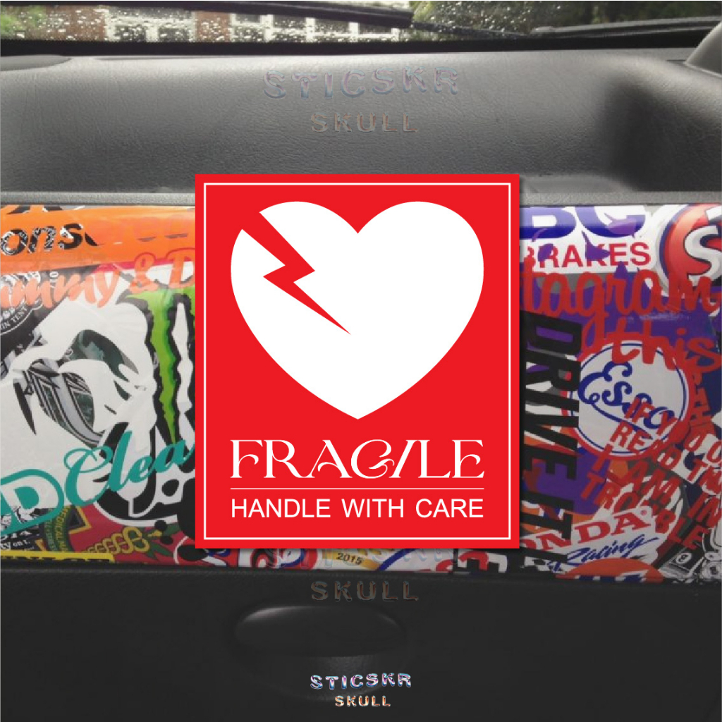 Heart Fragile Sticker Label Handle With Care Pelekat Stiker Mudah Pecah Sticker